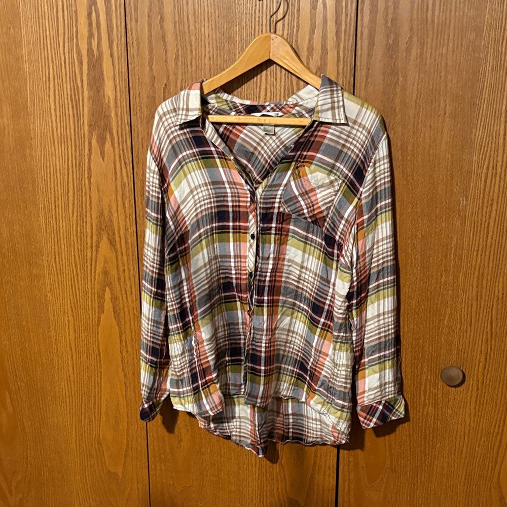Plaid Button-Up Women's Top